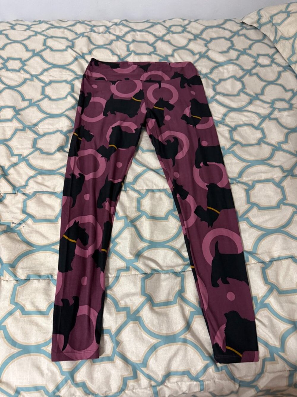 NWOT LuLaRoe Purple Black Scottie Dog Leggings Tall & Curvy 💜